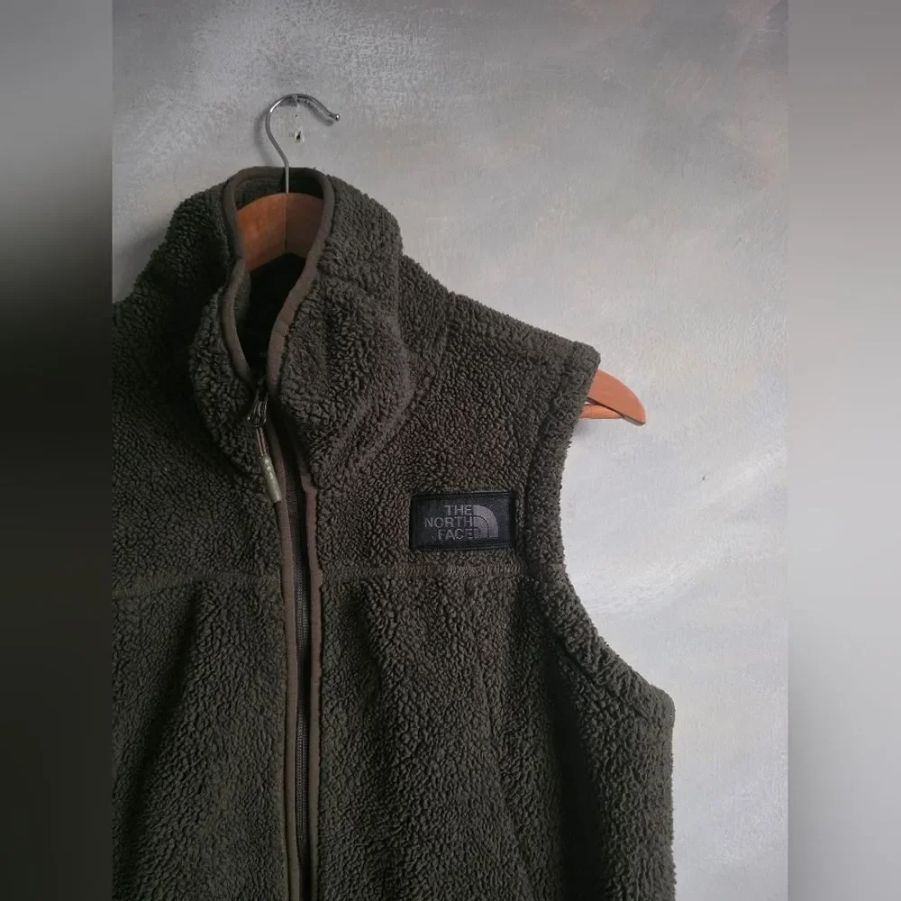 The North Face Women's M Campshire Fleece Sherpa Vest Jacket Green Full-Zip - Picture 2 of 7